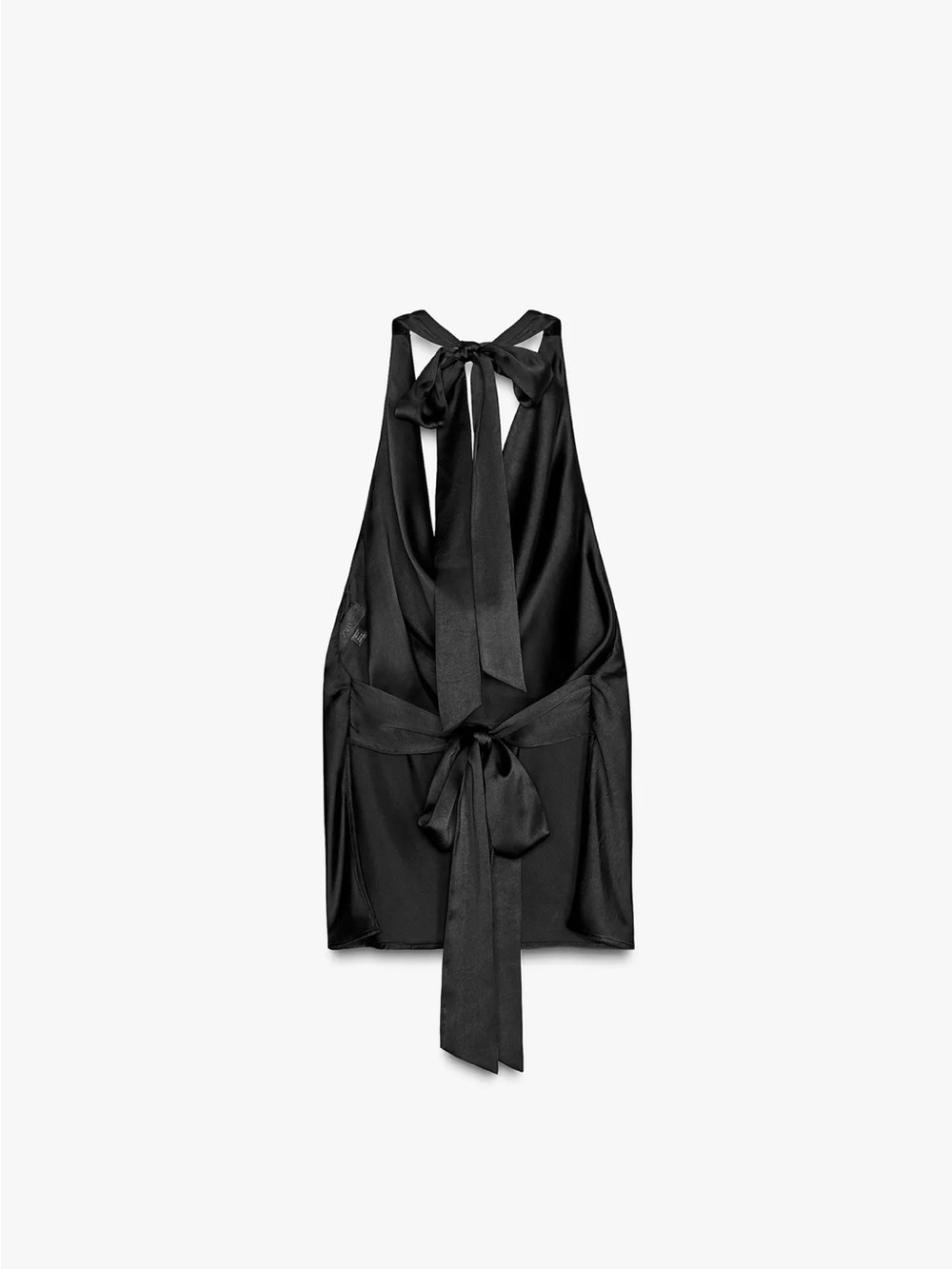 Zara Black Backless Halter Top silk/satin
